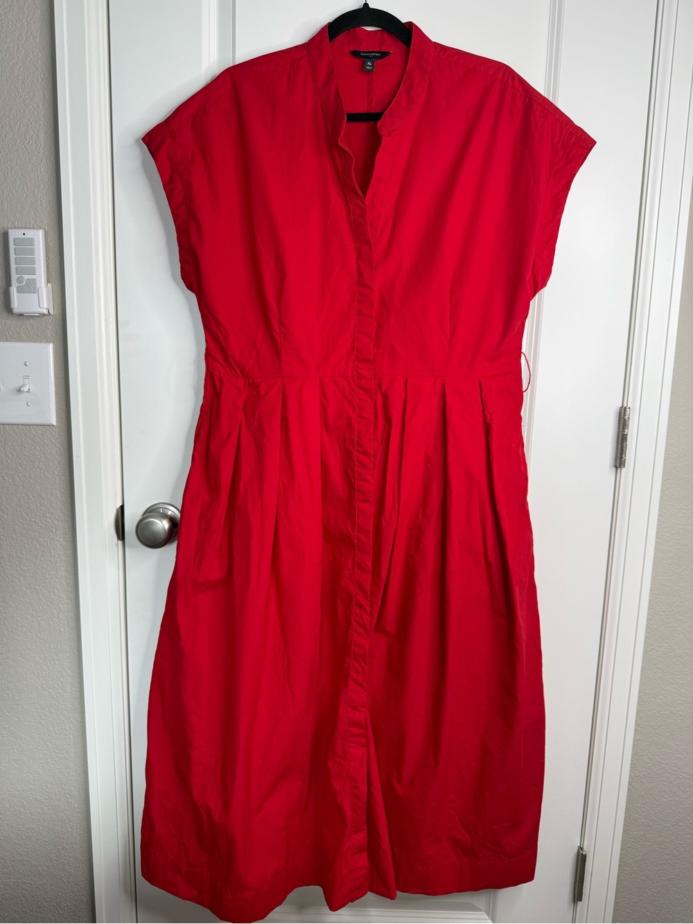 Banana Republic Factory Red Sunset Button Front Tie Waist Dress XL - Picture 2 of 12